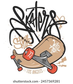 Skate board typography, t-shirt graphics, vectors design.