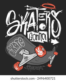 Tipografía de la tabla de skate, gráficos de la camiseta, diseño de los Vectores