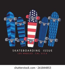 Skate board typography, t-shirt graphics, vectors