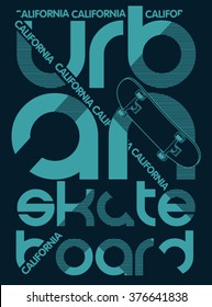 Skate board typography, t-shirt graphics, vectors