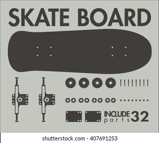 skate board typography, t-shirt graphics, vectors, logo

