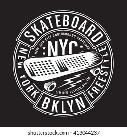 Skate board typography, t-shirt graphics, vectors