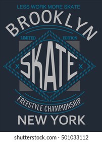 Skate board typography, t-shirt graphics, vectors
