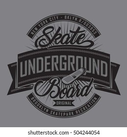 Skate board typography, t-shirt graphics, vectors