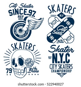 Skate board typography, t-shirt graphics, vectors