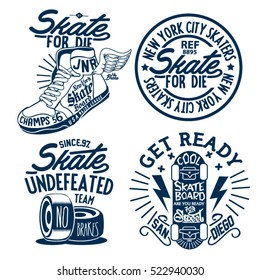 Skate board typography, t-shirt graphics, vectors