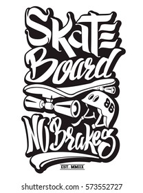 Skate board typography, t-shirt graphics, vectors.