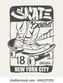 Skate board typography, t-shirt graphics, vectors 