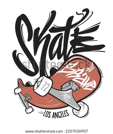 Skate board typography, t-shirt graphics, vectors design