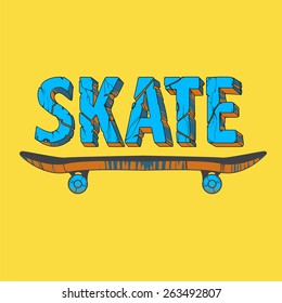 Skate board typography t-shirt graphics,sport,vectors