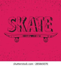 Skate board typography t-shirt graphics,sport,vectors and seamless pattern