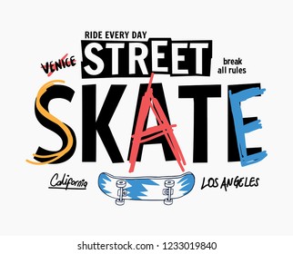 Skate board vector illustrations with cool slogans for t-shirt print and other uses.