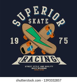 Skate board vector illustrations with cool slogans for t-shirt print and other uses