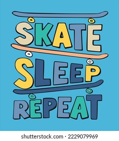 Skate board vector illustrations with cool slogans for t-shirt print and other uses