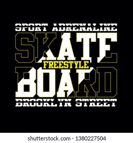 skate board,brooklyn street tee element vintage graphic print vector illustration design