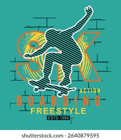 skate boarding, graphic t shirt vector design.