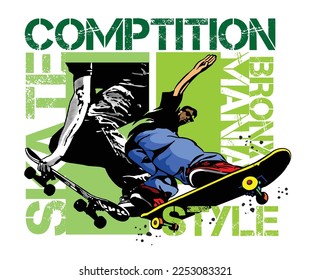 Skate Boarding Image vector iluustration for your cteative t shirt or Design.