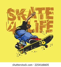 Skate Boarding Image vector iluustration for your cteative t shirt or Design.