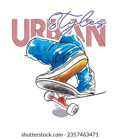 Skate Boarding Image vector iluustration for your cteative t shirt or Design.