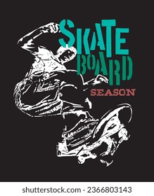 Skate Boarding Image vector iluustration for your cteative t shirt or Design.