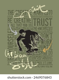 Skate Boarding Image vector iluustration for your cteative t shirt or Design.	