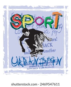 Skate Boarding Image vector iluustration for your cteative t shirt or Design