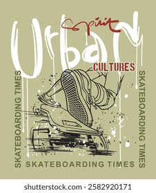 Skate Boarding Image vector iluustration for your cteative t shirt or Design.	