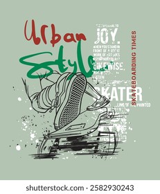 Skate Boarding Image vector iluustration for your cteative t shirt or Design.	
