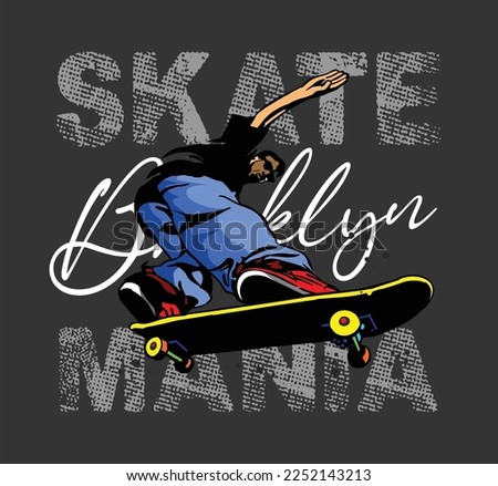 Skate Boarding Image vector iluustration for your cteative t shirt or Design.