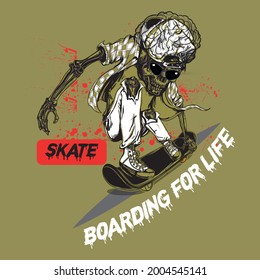 Skate boarding for life slogan t shirt design