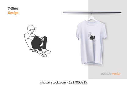 Skate boarding  simple line art vector illustration, can be use as Print on T-shirts, sweatshirts and souvenirs.