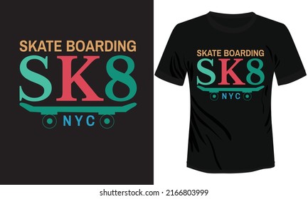 Skate Boarding SK8 NewYork City T-shirt Design Vector Illustration