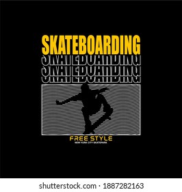 Tipografía de salto deportivo de patinaje, gráficos de camisetas, vectores