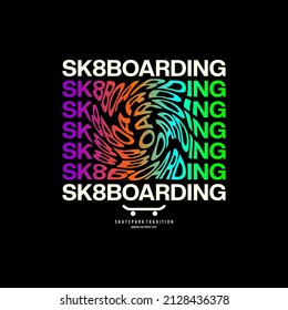 Skate boarding sport jump typography, tee shirt graphics, vectors

