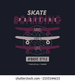 sportliche Skateboarder, Typografie, stylische Aktive T-Shirt-Design, Illustration, 