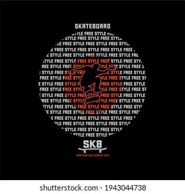 Skate boarding typography, tee shirt graphics, vectors