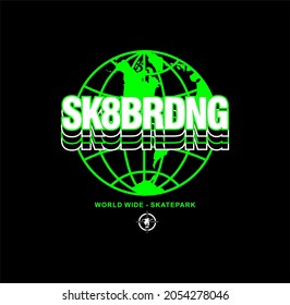 Skate boarding World Wide, New York,Brooklyn Skate Park sport typography, t-shirt graphics, vectors
