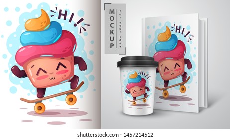 Skate cake - mockup for your idea. Vector eps 10