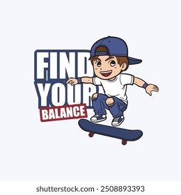 skate cartoon illustration, skateboarder T -shirt, graphic print