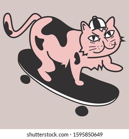 Skate cat, doing some tricks on the streets