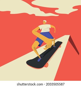 Skate character motion design card poster social media