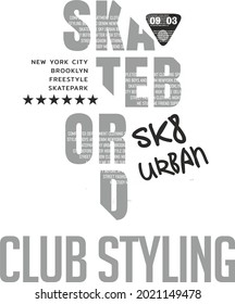 skate club style design on tshirt