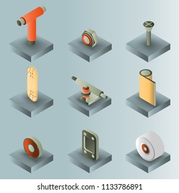 Skate color gradient isometric icons