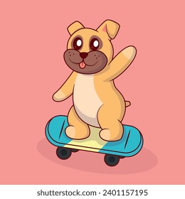 Skate cute dog funny character