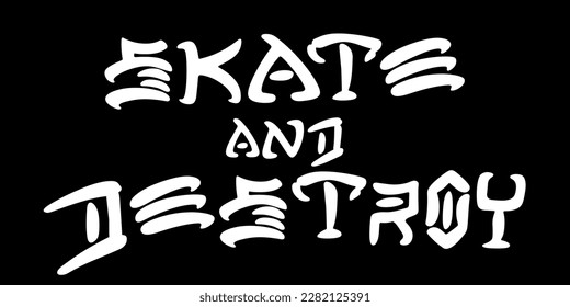 Skate and Destroy Skateboarding Skating Grafitti Spray Tag Icon Sign Sigil Symbol Emblem Badge Vector EPS PNG Transparent No Background Clip Art