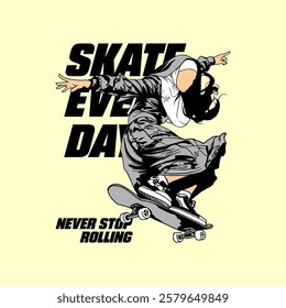 skate every day slogan illustration vector