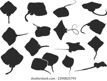 Skate fish silhouette, Ray fish silhouette, Ray fish vector, Ray fish clipart
