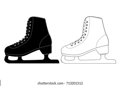 Skate. Flat black and white icons. Vector illustration isolated on white background