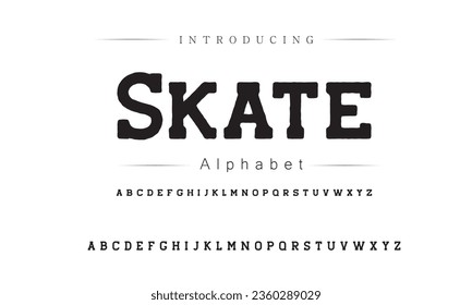 Skate Font. Alphabet. Script. Typeface. Label .Vintage typeface. For labels and different type designs