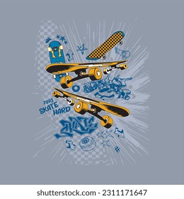 Skate hard typographic illustration slogan for t-shirt prints, posters and other uses.